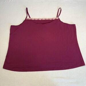 Women's Burgundy Cami Top with Lace Detail by Faded Glory - Size 26W/28W